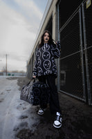 all over ghost print - hooded sweatshirt - black